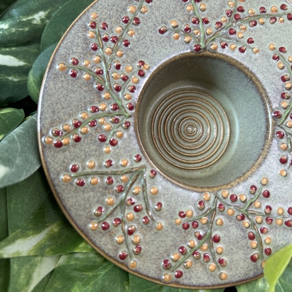 Yankee Candle Stoneberry Tea Light Holder Dish Stoneware Berry Design‎ - Picture 2 of 11